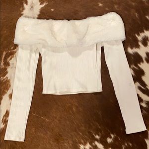 Off the Shoulder Crop Top Sweater